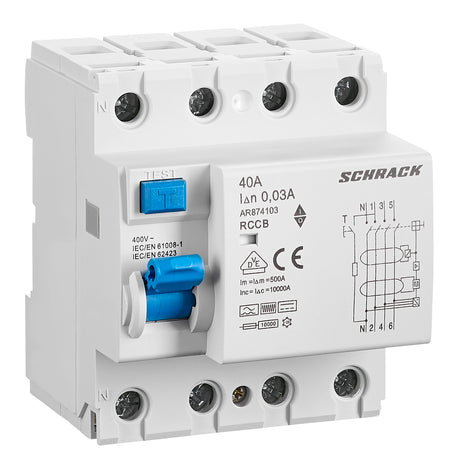 Foto: FI-Schutzschalter Serie AMPARO, 10kA, 40A,4-polig,30mA Typ B