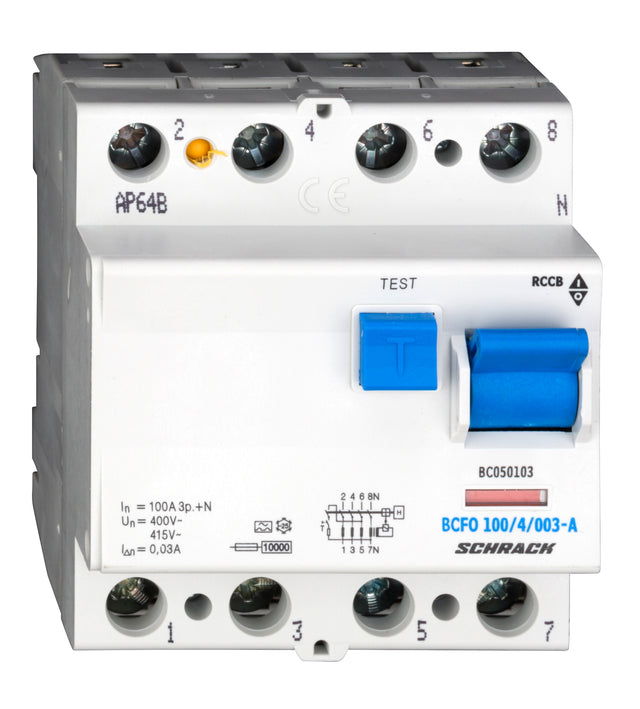 Foto: FI-Schalter, 100A, 4-polig, 30mA, Typ A (Puls)