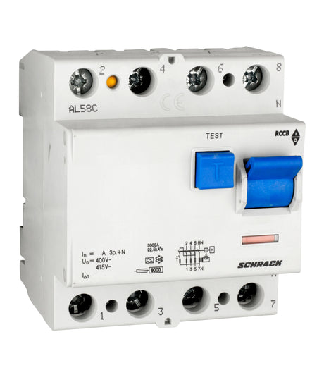 Foto: FI-Schalter 25A, 4-polig, 100mA, Typ A (Puls), 6kA