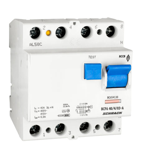 Foto: FI-Schalter 40A, 4-polig, 300mA, Typ A (Puls), 6kA