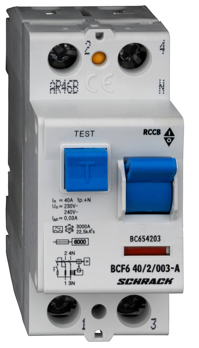 Foto: FI-Schalter 40A, 2-polig, 30mA, Typ A (Puls), 6kA