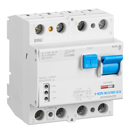 Foto: PRIORI FI-Schalter 40A, 4-polig, 30mA, vsf, Bauart G, Typ A
