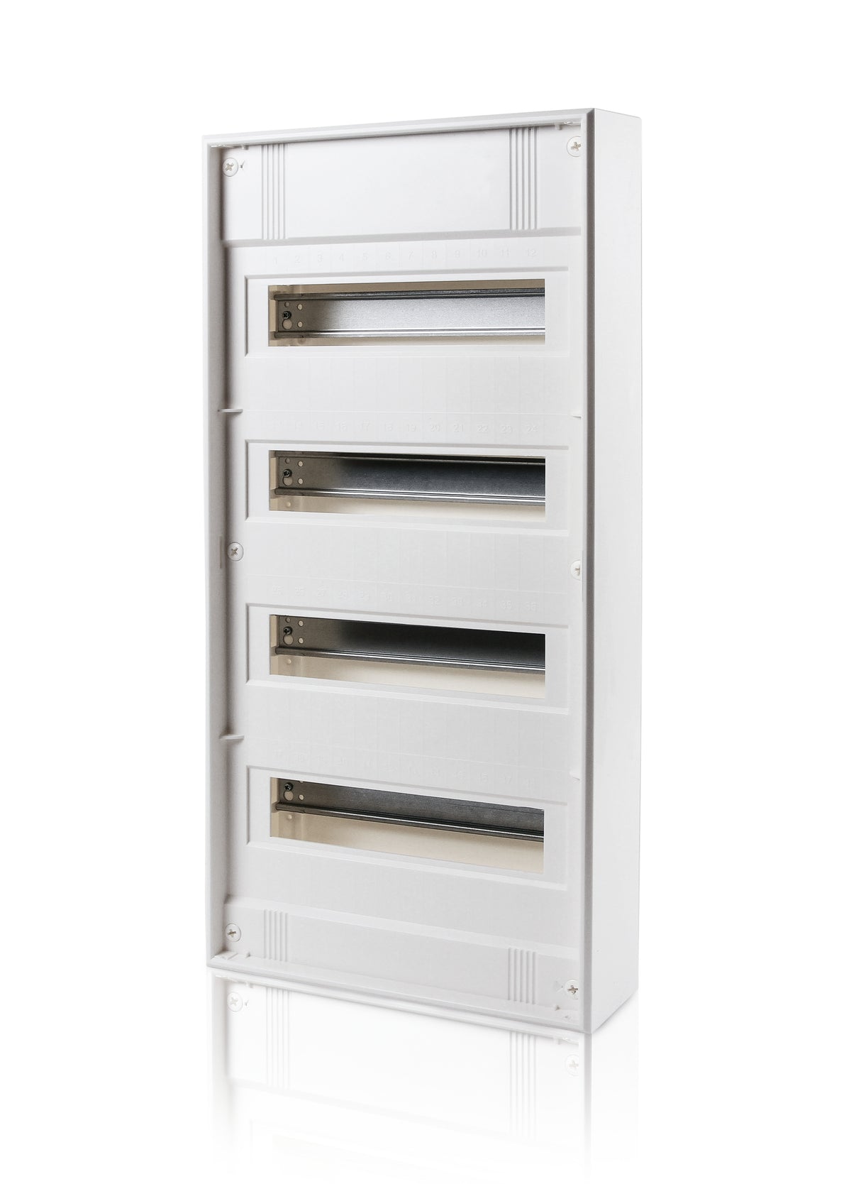 Foto: Aufputz Verteiler 4-reihig, 48TE, reinweiß, ohne Türe