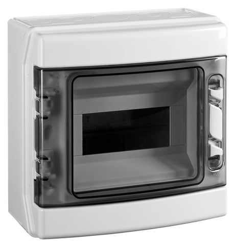 Foto: Aufputzverteiler 1-reihig, 8TE, IP65, transparente Tür