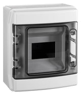 Foto: Aufputzverteiler 1-reihig, 6TE, IP65, transparente Tür