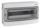 AP-Wohnungsverteiler 1-reihig, 18TE, IP65, transparente Tür