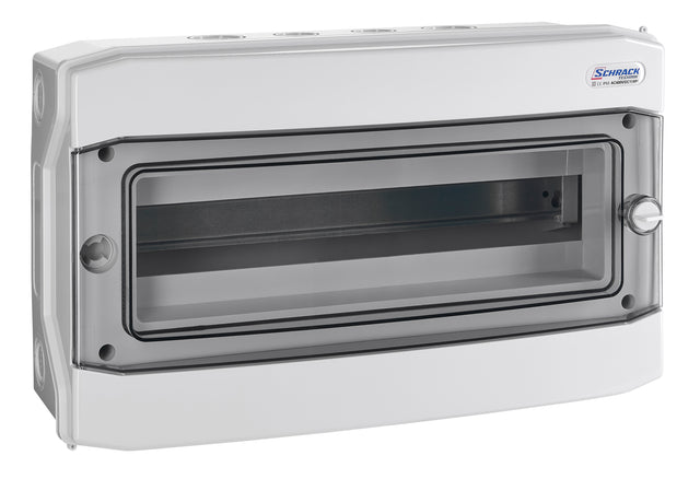 AP-Wohnungsverteiler 1-reihig, 18TE, IP65, transparente Tür