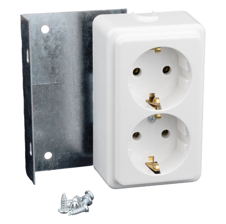 Foto: Schuko-Steckdose 2-fach 16A, 250VAC, mit Montagewinkel