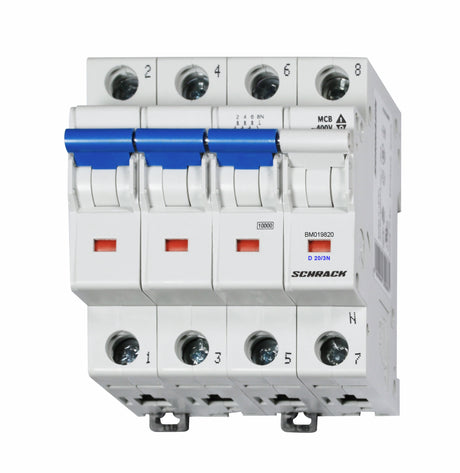 Sicherungsautomat, Kennlinie D, 20A, 3+N, 10kA