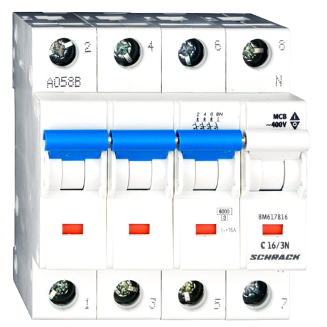 Foto: Sicherungsautomat, Kennlinie C, 16A, 3+N, 6kA