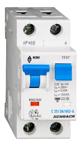 Foto: FI/LS-Schalter, Kennlinie C, 25A, 30mA, 1+N, Typ A