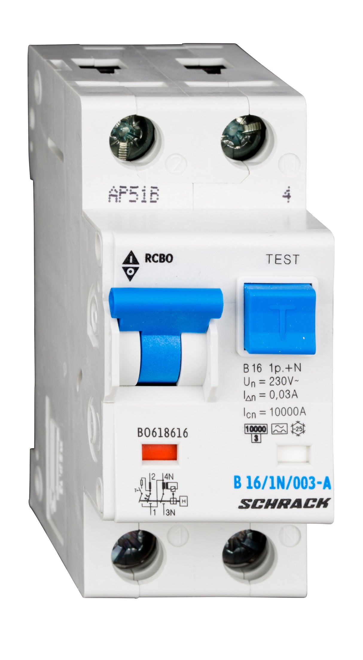 FI/LS-Schalter, Kennlinie B, 16A, 30mA, 1+N, Typ A