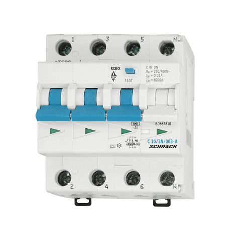 Foto: FI/LS-Schalter, Kennlinie C, 10A, 30mA, 3+N, Typ A