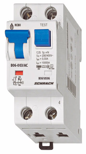 Foto: FI/LS-Schalter, Kennlinie B, 6A, 30mA, 1+N, Typ A, 6kA