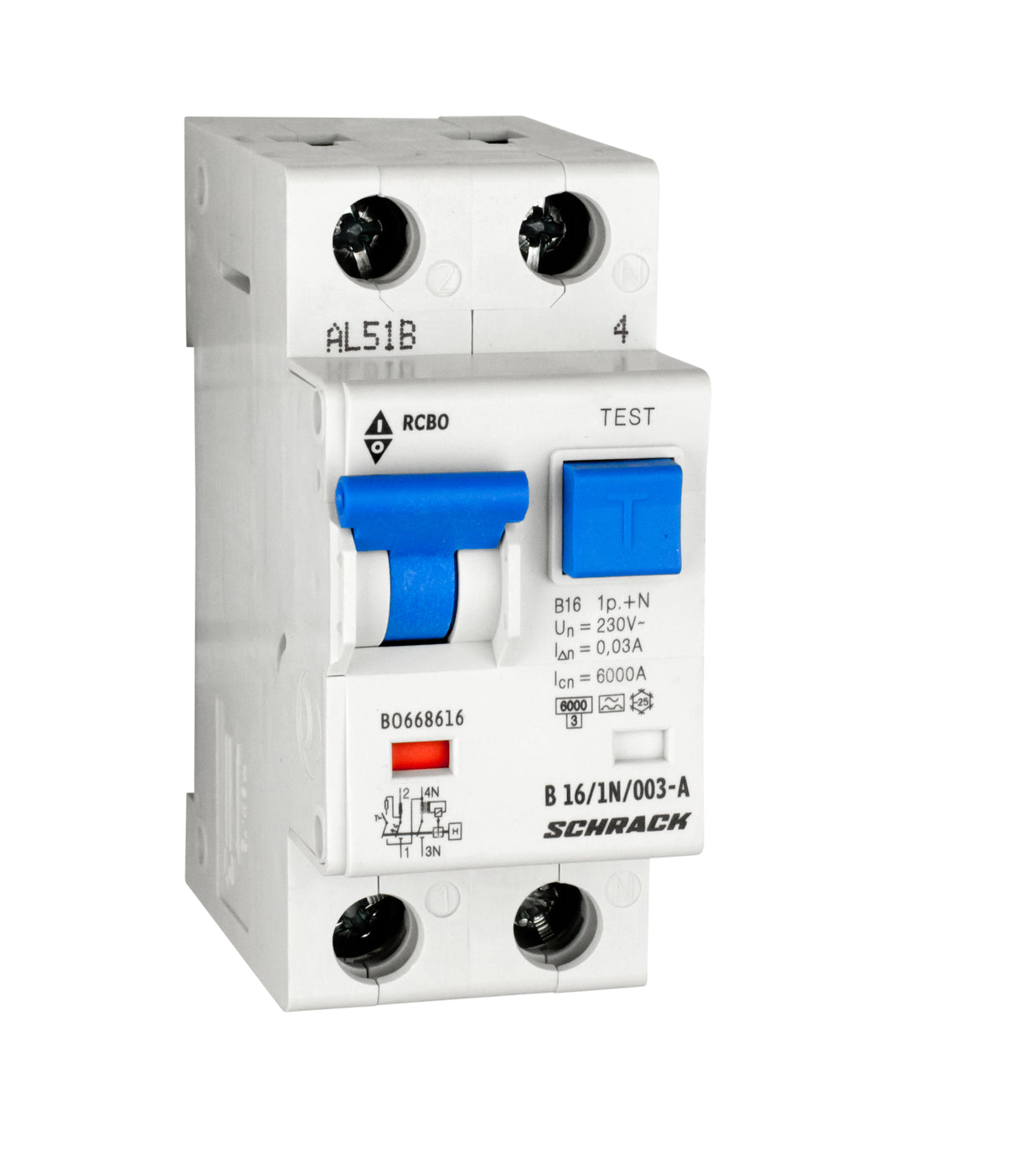 FI/LS-Schalter, Kennlinie B, 16A, 30mA, 1+N, Typ A, 6kA