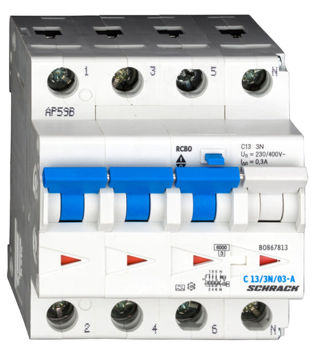 Foto: FI/LS-Schalter, Kennlinie C, 13A, 300mA, 3+N, Typ A