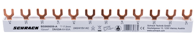 Verschienung 1xFI 4-polig, ÜA 4-polig, 1xLS 3+N, 12TE, 10mm²
