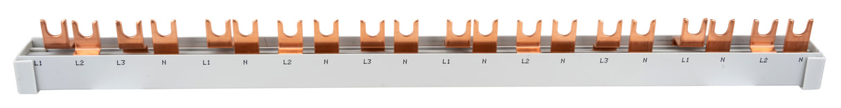 Foto: Verschienung 1xFI 4-polig, 8xLS 1+N, 20 TE, 10 mm²