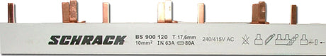 Foto: Stiftverschienung 3-polig, 10mm², TE = 17,75mm