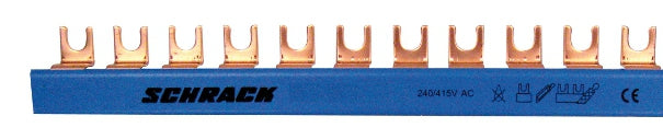 Gabelverschienung N-Leiter, ausbrechbar, 10mm², 1m, blau