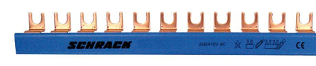 Foto: Gabelverschienung N-Leiter, ausbrechbar, 10mm², 1m, blau