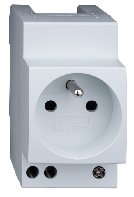 Foto: Reiheneinbau-Steckdose mit Stifterder, 16A, 250V, N - links