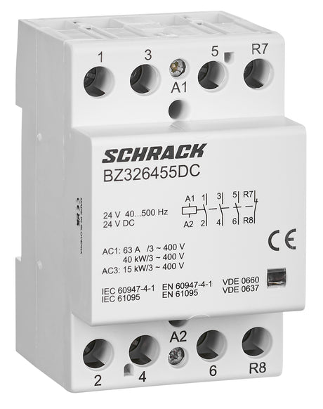 Foto: Installationsschütz 63A, 3S 1Ö, 24V AC/DC 3TE