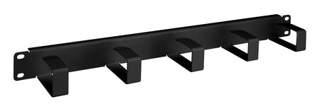 Foto: 19" Kabelführungspanel, 5 Metall-Ringe 80x40mm, 1HE, RAL9005