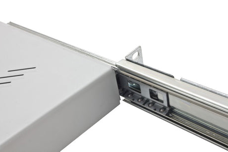 Foto: 19" Fachboden mit Vollauszug, 45kg Last, T=650mm,1HE,RAL7035