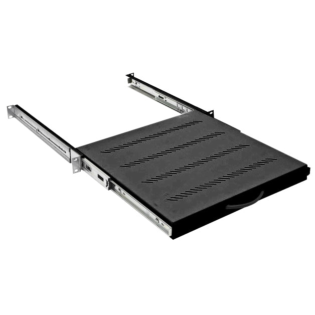 Foto: 19" Fachboden mit Vollauszug, 45kg Last, T=650mm,1HE,RAL9005