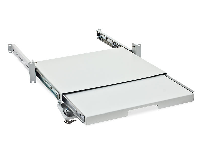 Foto: 19" Keyboard- und Mauslade, 25kg Last, T=350mm, 2HE, RAL7035