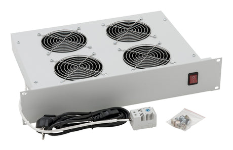 Foto: 19" Lüftereinschub mit 4 Ventilatoren u. Thermostat, 2HE