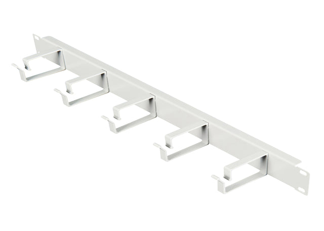 Foto: 19" Kabelführungspanel, 1HE, 5 Metall-Ringe 63mm, RAL7035