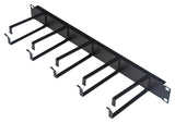 Foto: 19" Kabelführungspanel, 1HE, 5 Metall-Ringe 130mm, RAL9005
