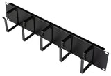 Foto: 19" Kabelführungspanel, 2HE, 5 Metall-Ringe 63mm, RAL9005