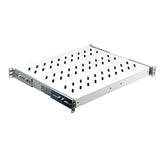 Foto: 19" Fachboden ausziehbar, 1HE, 30kg Last, T=370mm, Lichtgrau