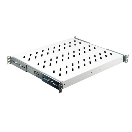 Foto: 19" Fachboden ausziehbar, 1HE, 30kg Last, T=370mm, Lichtgrau