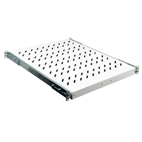 Foto: 19" Fachboden ausziehbar, 1HE, 30kg Last, T=570mm, Lichtgrau
