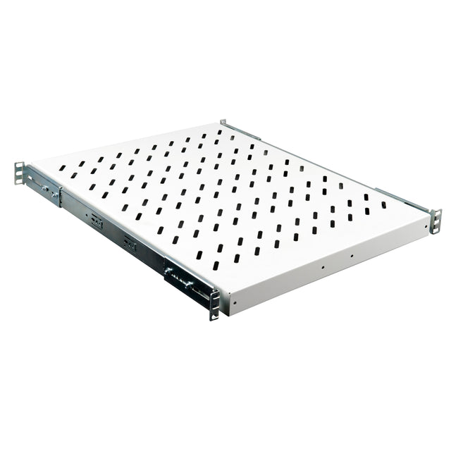 Foto: 19" Fachboden ausziehbar, 1HE, 30kg Last, T=570mm, Lichtgrau
