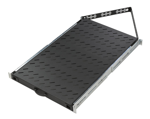 Foto: 19" Fachboden ausziehbar, 1HE, 50kg Last, T=720mm, schwarz