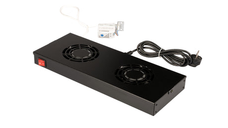 Foto: Lüfter 19", 1HE, 2-fach, Analog Thermostat, RAL9005