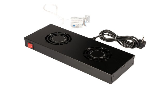 Foto: Lüfter 19", 1HE, 2-fach, Analog Thermostat, RAL9005