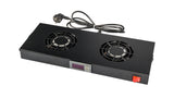 Foto: Lüfter 19", 1HE, 2-fach, Digital Thermostat, RAL9005