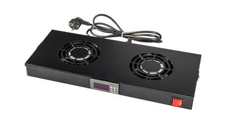 Foto: Lüfter 19", 1HE, 2-fach, Digital Thermostat, RAL9005