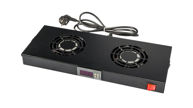 Foto: Lüfter 19", 1HE, 2-fach, Digital Thermostat, RAL9005