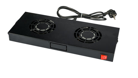 Foto: Lüfter 19", 1HE, 2-fach, Schalter (ein/aus), RAL9005