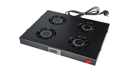 Foto: Lüfter 19", 1HE, 4-fach, Digital Thermostat, RAL9005