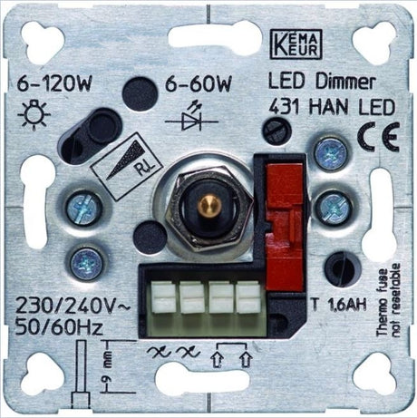 Dimmereinsatz 6-60W/VA bei LED, 6-120W bei Halogen