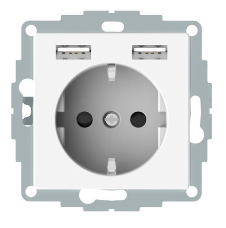 Foto: Steckdoseneinsatz USB Ladegerät 2,4A, reinweiß, Steckklemme