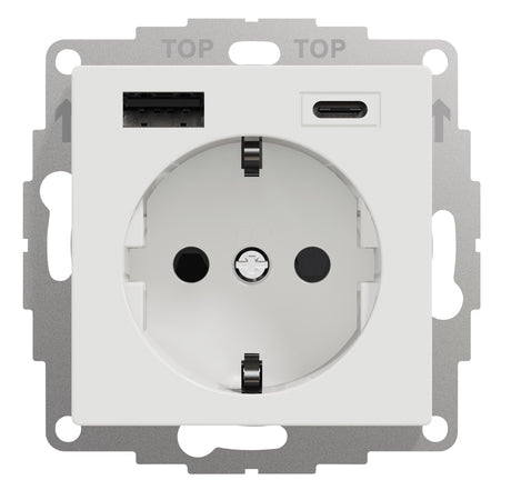 Foto: Steckdoseneinsatz mit USB Typ A+C, 2,4A, reinweiß